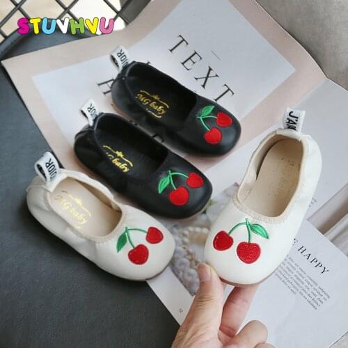 Baby Girl Shoes Embroider Leather Peas Shoes 2020 Spring and Autumn New Soft Sole Non-slip Toddler Kids Shoes Flat 3-7 Years Old
