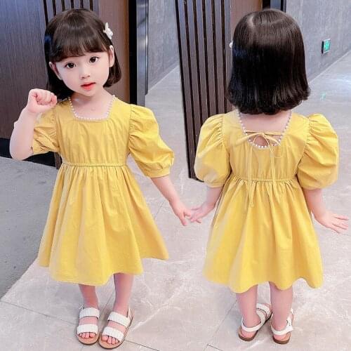 Girls Ruffles Dress Puff Sleeve Fashion Summer Cotton Girls Dresses Flower Girl Dresses Toddler Girl Fall Clothes 2021