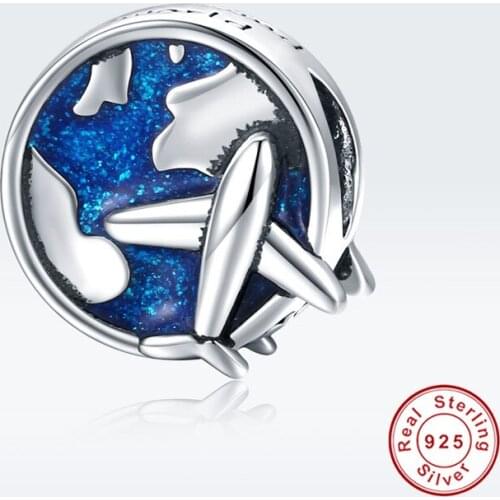 Fit European Bracelet Original Silver 925 Global Travel Plane Beads for Woman Bangle Charm DIY Gift s925 Jewelry Making