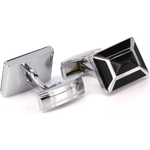 C-MAN Luxury French Cufflinks for mens Jewelry Hot Sale Square Brand Black pyramid Fashion Cuff Links Wedding Cufflinks
