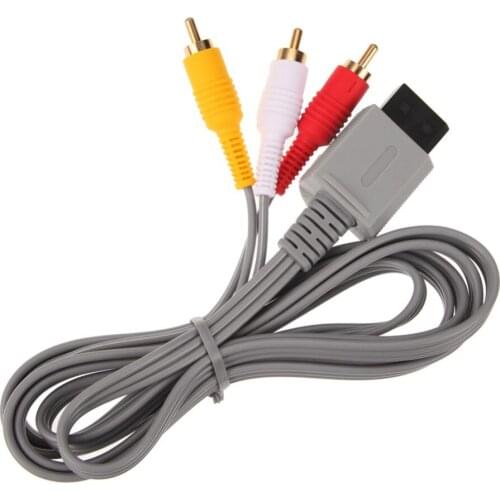 Gray 1.8m Audio Video Gold-plated AV Composite 3 RCA Cable for Nintendo Wii