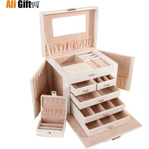 Jewelry Box Korean Large Capacity Ring Finger Box Earrings Hand Ornaments Jewelry Collection Box Multi-Layer Dressing Case