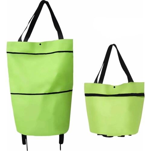 Supermarket Shopping Bag Grocery Cart Telescopic Tug Package Eco Vegetables Reusable Oxford Cloth For Home Supplies Trolley