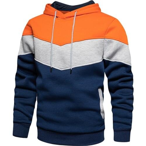 2021 Fashion Mens Patchwork Hooded Sweatshirt Hoodies Clothing Casual Loose Fleece Warm Streetwear Male Autumn Winter Outwear