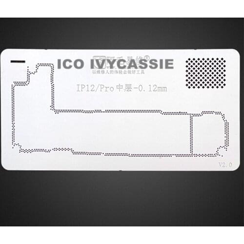 For iPhone 12 12Pro Middle Layer BGA Stencil Reballing Middle Frame Pins Chip Solder Tin Plant Net Amaoe Square Hole Heat Steel