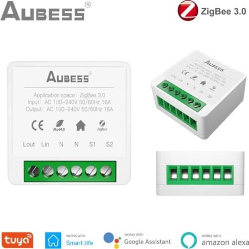 Tuya Zigbee 3.0 16A Mini Smart Wifi DIY Switch Supports 2 Way Remote Control Works with Alexa Echo Google Home Smart Life App