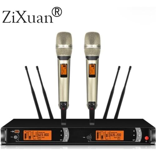 Top Quality SKM 9000 4 Antenna for Stage !! Dual Golden Handheld Mic Professional Wireless Microphone System