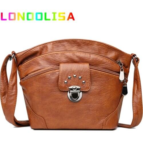 Multi-pocket Womens Bag Vintage Soft PU Leather Shoulder Messenger Bags for Women 2021 New Designer Daily Handbag Sac A Main