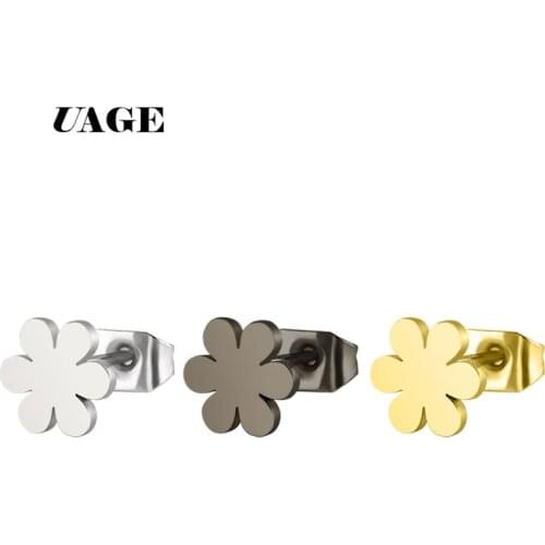 UAGE Stainless Steel Stud Earring For Women Man Hollow Clover Gold And Silver Color Lovers Engagement Jewelry Drop Shipping