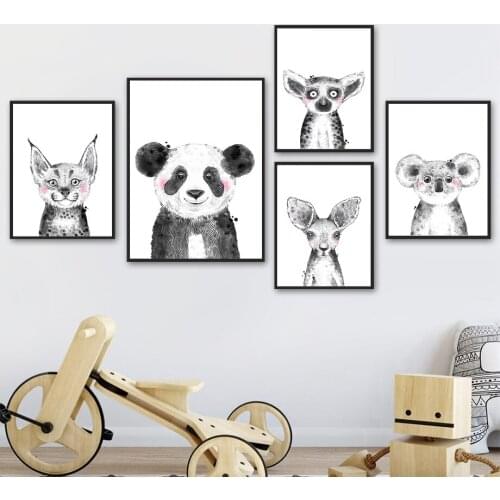 Animal Panda Koala Kangaroo Leopard Cat Wall Art Canvas Painting Nordic Posters And Prints Wall Pictures Baby Kids Room Decor