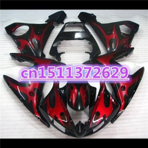 YZF-R6 03 04 05 Fairing bodywork for YZF R6 2003 2004 2005 red flame black YZFR6 600 03-05 fairing kit-Dor D