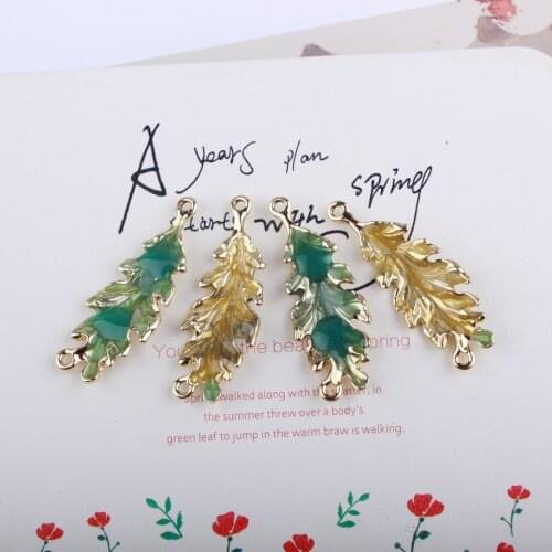 10PCs/Lot 13*26MM 3D Enamel Alloy Leaf Pendant Charms DIY Jewelry Findigns Ornament Accessories Necklace Earring Floating Charm