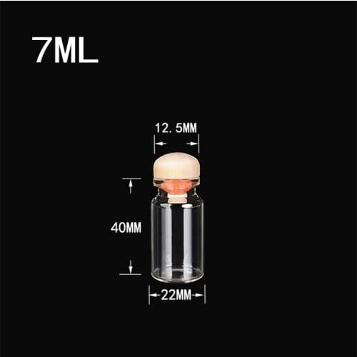 7ml Glass Bottles Pendants With Cork Wood Stopper Wedding Gift Bottles Jars Vial Pendants Diy jewelry 100pcs Free Shipping