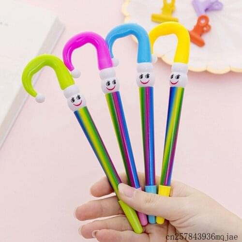 100pcs Christmas Gel Pen Snowman Writing Pens Umbrella Gel Pens Rainbow Color Plastic Christmas Gift Party Favors