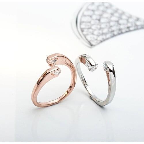 2020 new Korean version of jewelry personality geometric open zircon rhinestone ring