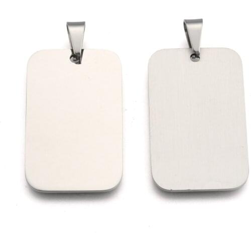 30pcs Rectangle Tag Pendants, 316 Stainless Steel Pendants, Stainless Steel Color ,40x25x1.5mm, Hole: 4x8.5mm F70