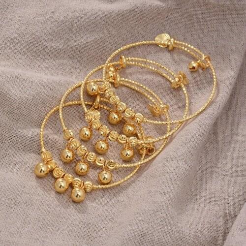 4PCS 24K African Arab Gold Color My Boy Bangles Bracelet Children Jewelry Bangles Newborn Baby Cute/Romantic Bracelets Gifts