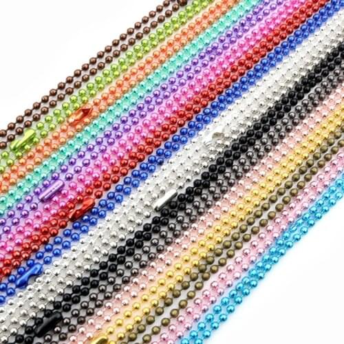 5pcs/lot 3 Size 1.5mm and 2.0mm and 2.4mm Black Plated Ball Beads Chain Necklace Bead Connector 65cm(25.5 inch)