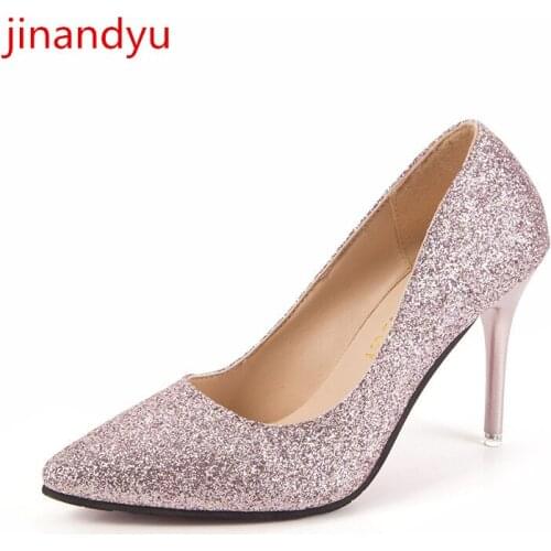 6/9cm High Heels Women Loafers 2021 Sexy Fashion Pointed Toe Woman Shoes Pumps Escarpins Femme Sequin Wedding Shoes Bride