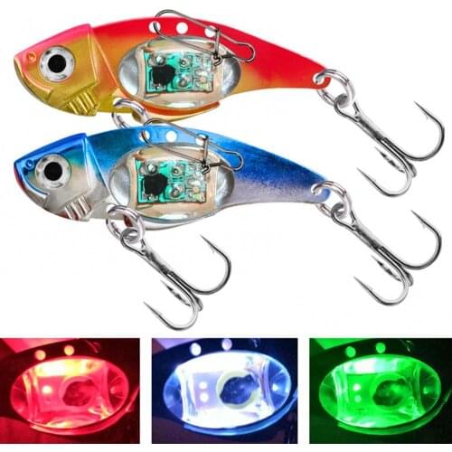 8cm Metal Electronic Vibration Fake Bait Faux Lure Fish Hooks with LED Light Vibration Fake Bait Lure Fish Hooks with LED Light