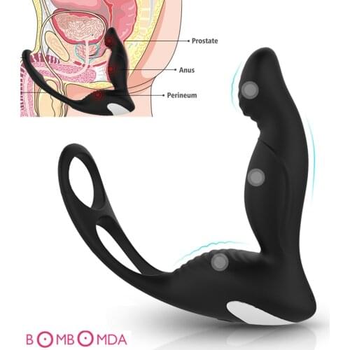 9 Speed Finger Prostate Anal Dildo Vibrator With Penis Scotum Ring Masturbator Strapon Anus Vibrator Butt Adult Sex Toys for Men