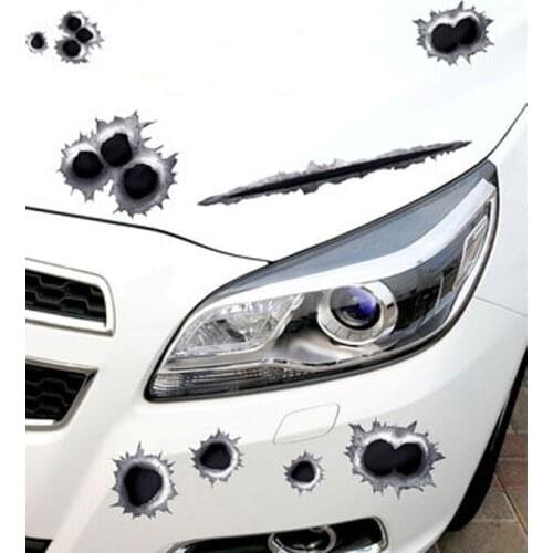 Car decal paint scratches remover cover creative sticker personality bullet hole marks stickers car stickers 3D stereo stickers
