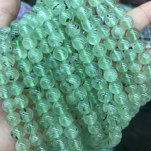 5A Quality Natural Stone Green Prehnites Quartz Round Loose Beads 15" Strand 6 8 10MM Pick Size Jewelry beads For Jewelry Making