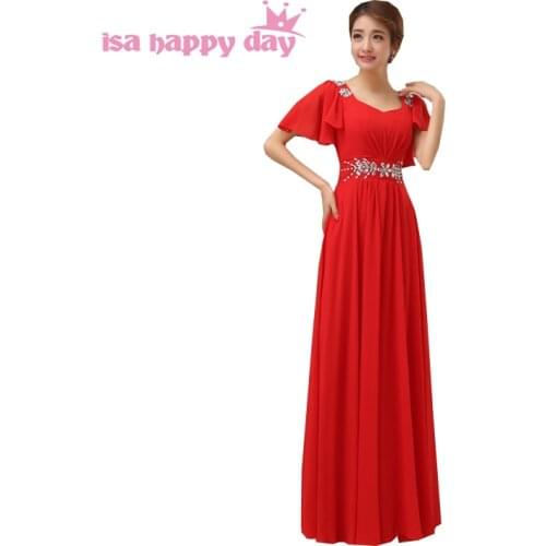 Black a-line chiffon cap sleeve floor-length v-neck red women elegant long bridesmaid dresses 2020 new fashion summer H2259