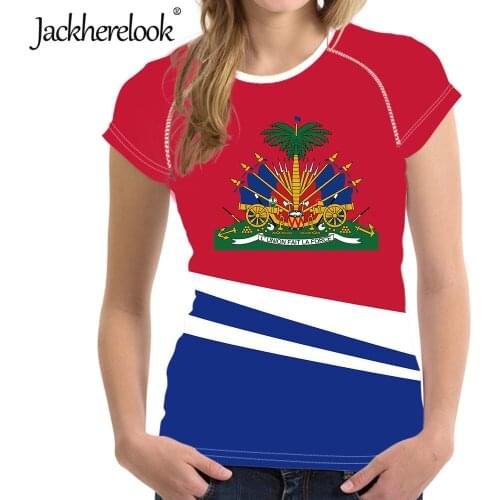 Jackherelook Haiti Flag Print Harajuku T Shirts for Teen Girls Women Short Sleeve Tops Clothes Summer O Neck Tshirt Ladies Tee