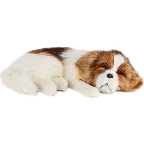 Quality soft realistic animal dog plush toy simulation pet dogs animals doll car decoration Photography props 35X25cm