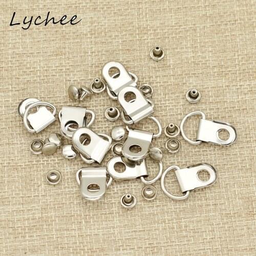 Lychee 10pcs Classic Silver Color Antique Bronze DIY Leather Craft D-ring Buckle Garment Bag Decor Metal Buttons