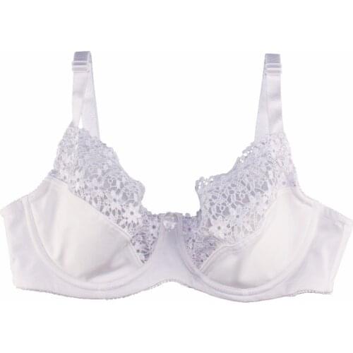 MiaoErSiDai Sexy Womans Lace Bra Embroidery Girls Underwear White Color Floral Push up Bralette 38-44 C-DD #BW163