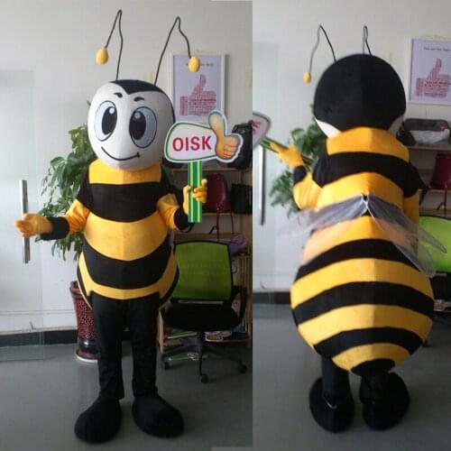 Fast ship ohlees actual real picture Cute Yellow Bee Mascot Costume Adult Size Outfit Plush Costumes Fancy Dress