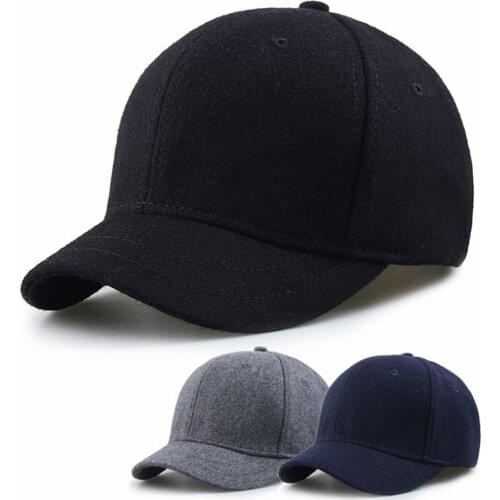 Male Winter 5cm Short Brim Felt Baseball Caps Men and Women Outdoors Casual Big Size Wool Sport Hat Dad Leisure Cap 56-60cm