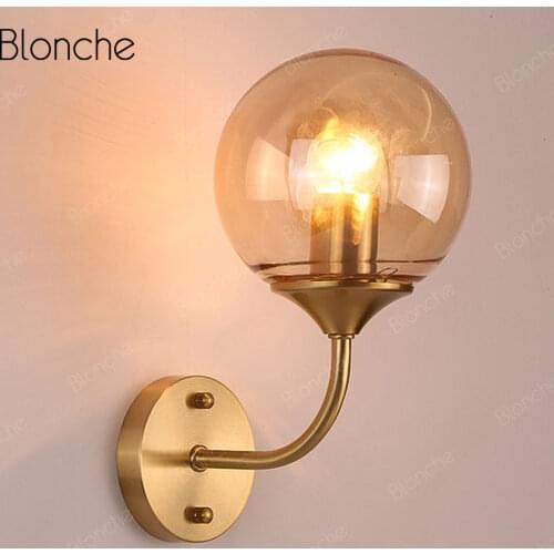 Nordic Wall Lamp Gold Glass Sconce Wall Lights for Home Indoor Lighting Fixture Modern Industrial Stairs Bedside Bedroom Lamp
