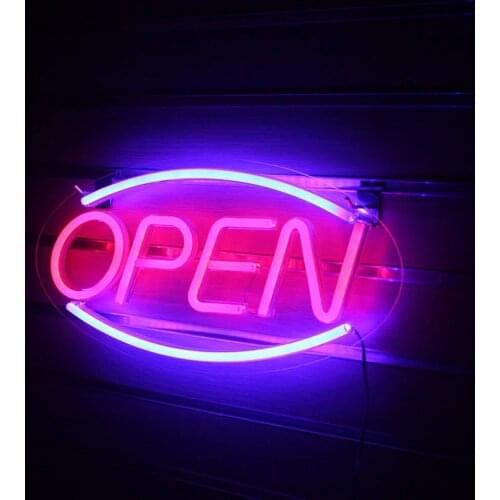 Open Neon Sign Light Wall Hanging Word Signs Store Business Bar Club Wall Decoration Commercial Lighting Colorful Neon Bulbs