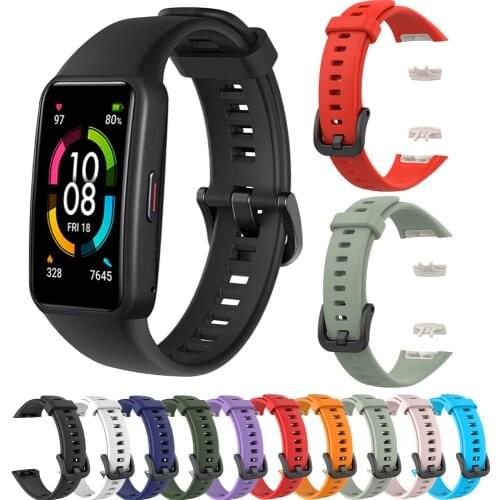 2021 Silicone Band For Huawei Band 6 / Honor Band 6 Smart Bracelet Strap With Tool Watchbands Screen Protector Correa Wristband