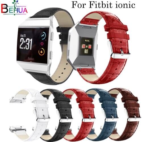 Replacement watchband For Fitbit Ionic luxury crocodile leather strap Wrist Bracelet For Fitbit Ionic sport smart watch straps