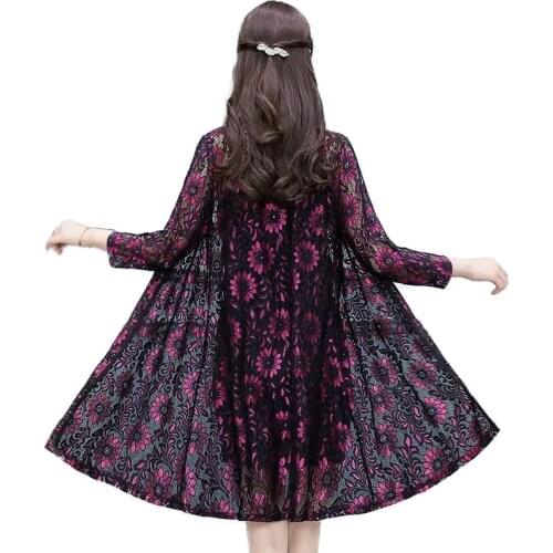 Sun Protection Clothing For Women Outside With Western Style Shawl Lace Cardigan Female Mid-Length Large Size Lady Ice Silk