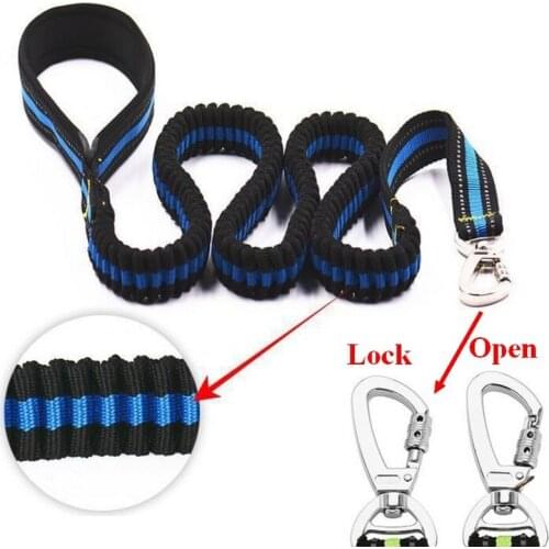 Reflective Elastic Pet Dog Lead Leash Bungee with Control Handle For Big Dog Lock Lobster Buckle