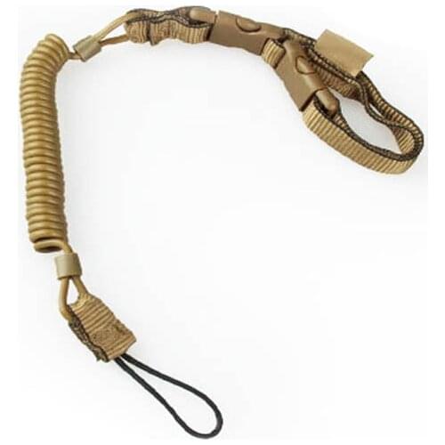 Tactical Multi-Purpose Rope Elasticity Pistol Mini-Coil Lanyard Safe Carrying Sling Loop Outdoor Airsoft Hunting Strap