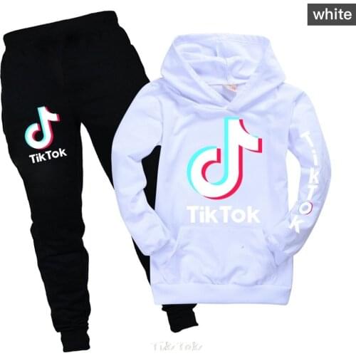 Tik Tok Hoodies Kids Sweatshirts 2Pcs Set Girls Tops Boys Clothes Casual Children Hooded Sportswear Suits