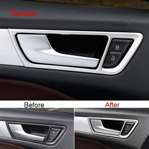 Tonlinker Car Interior Door handle Cover case Stickers for AUDI Q5 2009-18 Car styling 4 PCS Stainless steel Cover stickers