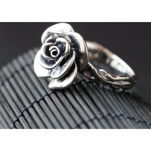Ecoworld Ge jewelry wholesale S925 sterling ring female retro Rose Opening
