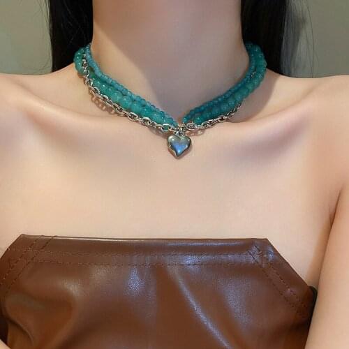 Fashion Love Crystal Multi-layer Necklaces for Women Girl Trendy Creative Design Hip Hop Necklace Clavicle Chain Necklace Female