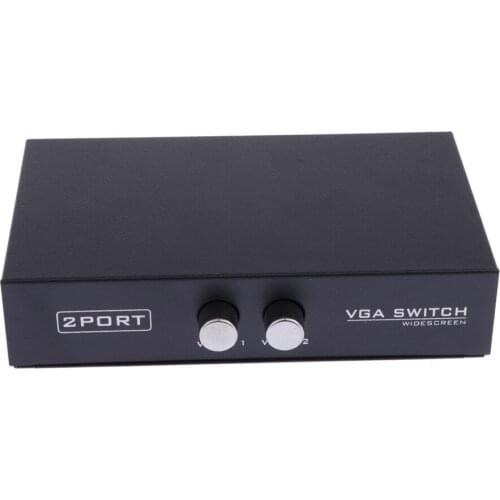 2Port VGA Switch Bi-Directional Switcher Case Press Button Selector Box 2 In 1
