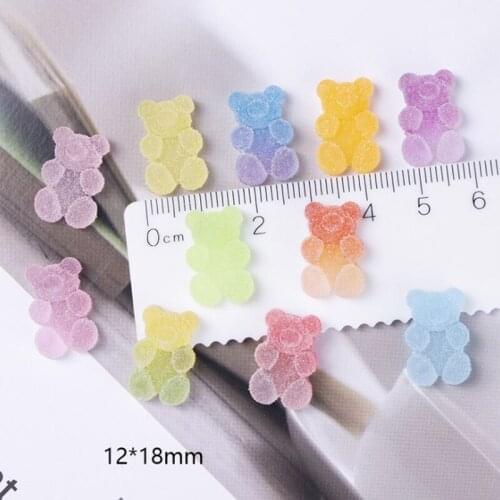 20Pcs 18*12mm Multicolor Flatback Epoxy Resin Gummy Bear Candy For Necklace Key Chain