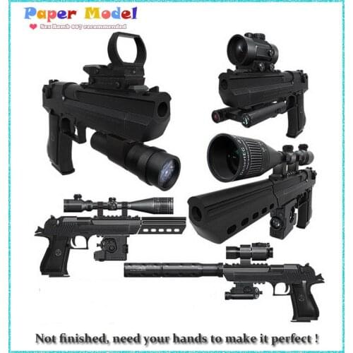 2017 new Scaled Desert Eagle Pistol 3D Paper Models Toys for Kids Adult' assembling Gun Weapon Paper Models + 12 equipments