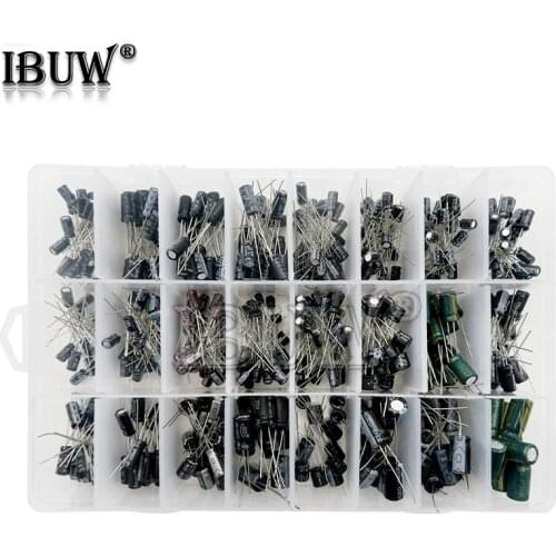 500PCS/lot 0.1UF-1000UF 24Values Aluminum Electrolytic Capacitors 16-50V mix Electrolytic capacitor Assorted kit and storage box