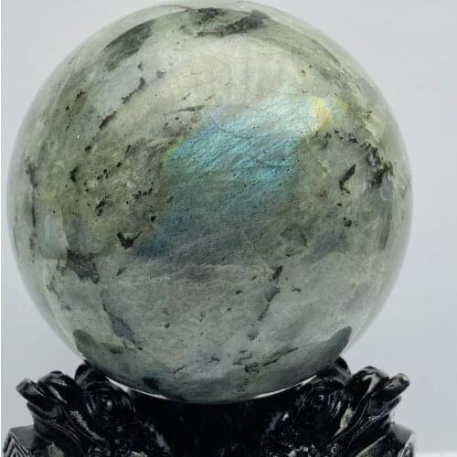 960g Natural Blue Flash Labradorite Quartz Crystal Sphere Healing Ball